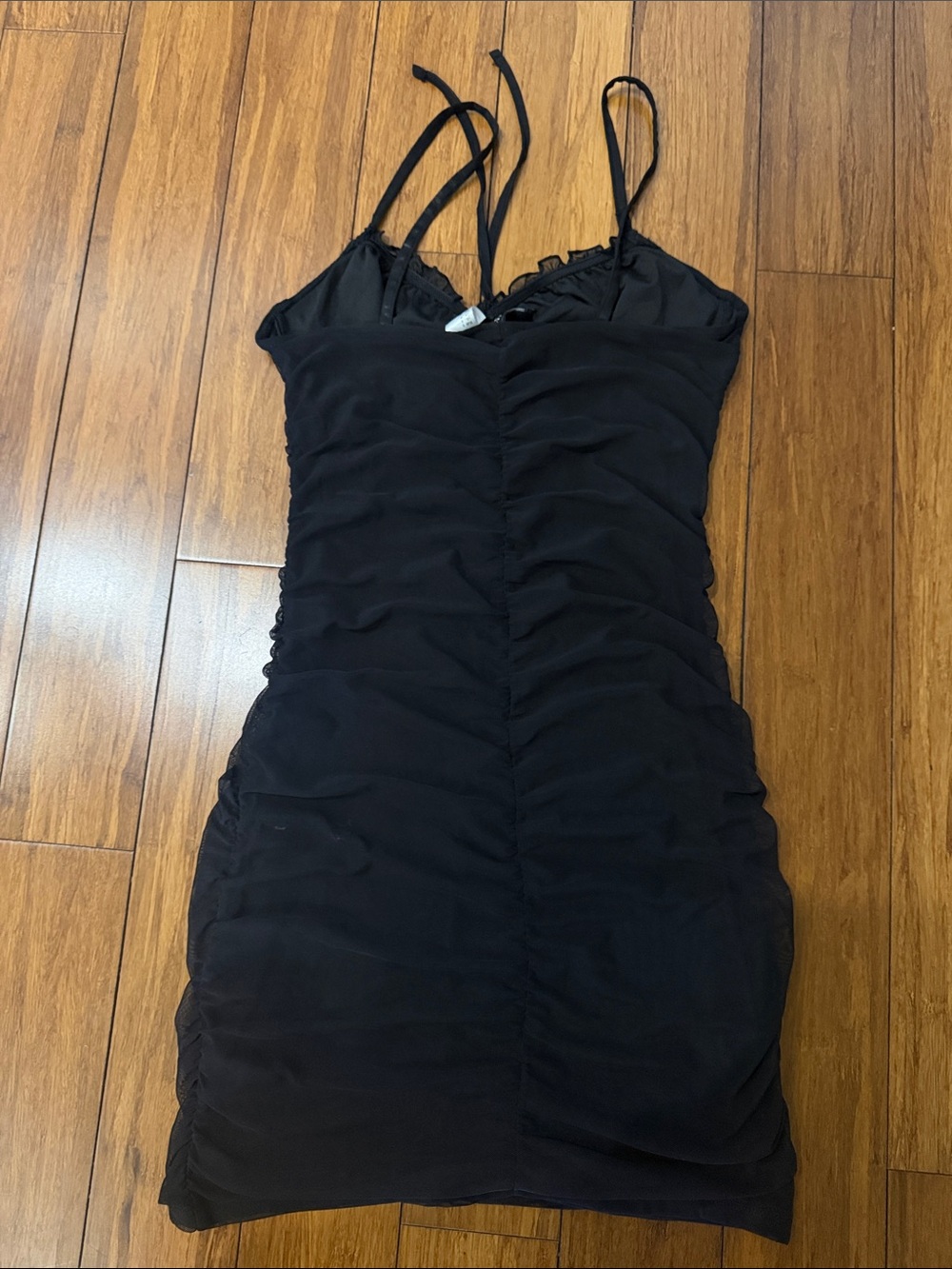 Divided Black Ruched Slip Mini Dress - Picture 3 of 4